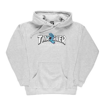 SANTA CRUZ THRASHER SCREAMING LOGO HOODED PULLOVER GREY HTHR XL