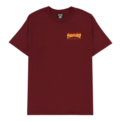 SANTA CRUZ THRASHER FLAME DOT T-SHIRT BURGUNDY XL