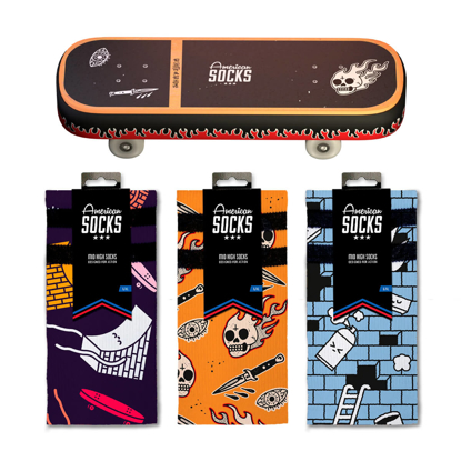 AMERICAN SOCKS SKATEBOARD GIFTBOX 3 SET MULTI L/XL