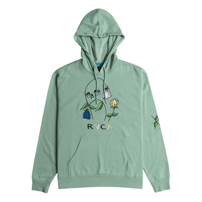 RVCA FLOWER SKULL HOODIE GREEN HAZE M