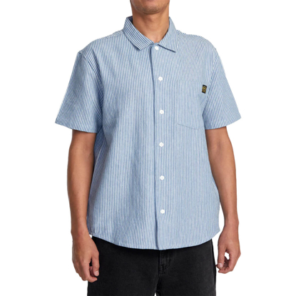 RVCA DAYSHIFT STRIPE II T-SHIRT CHAMBRAY XL