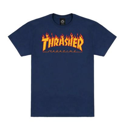 THRASHER MAGAZINE FLAME T-SHIRT NAVY XXXL