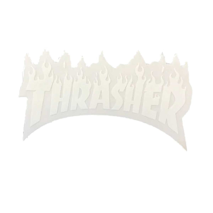 THRASHER MAGAZINE STICKER-FLAME LOGO SMALL WHITE