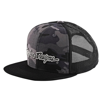 TROY LEE DESIGNS SIGNATURE TRUCKER HAT CAMO BLACK / SILVER UNI