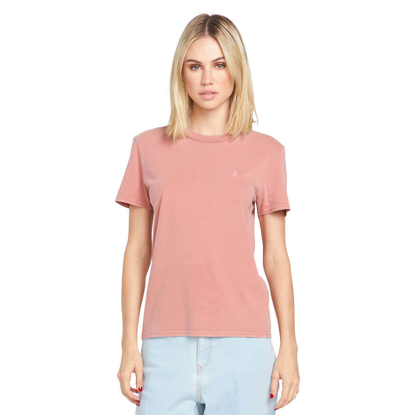 VOLCOM SOLID STONE EMB T-SHIRT MAUVE ROSE M