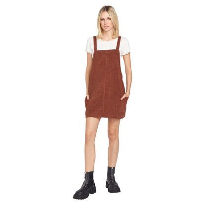 VOLCOM POWER CHORD DRESS CHESTNUT BROWN XS