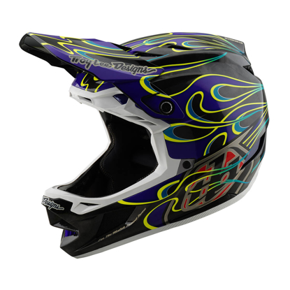 TROY LEE DESIGNS D4 CARBON HELMET TORCHED BLACK / PURPLE M